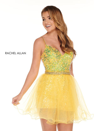 Rachel Allan 40053 prom dress images.  Rachel Allan 40053 is available in these colors: Lilac Iridescent,Yellow Iridescent.