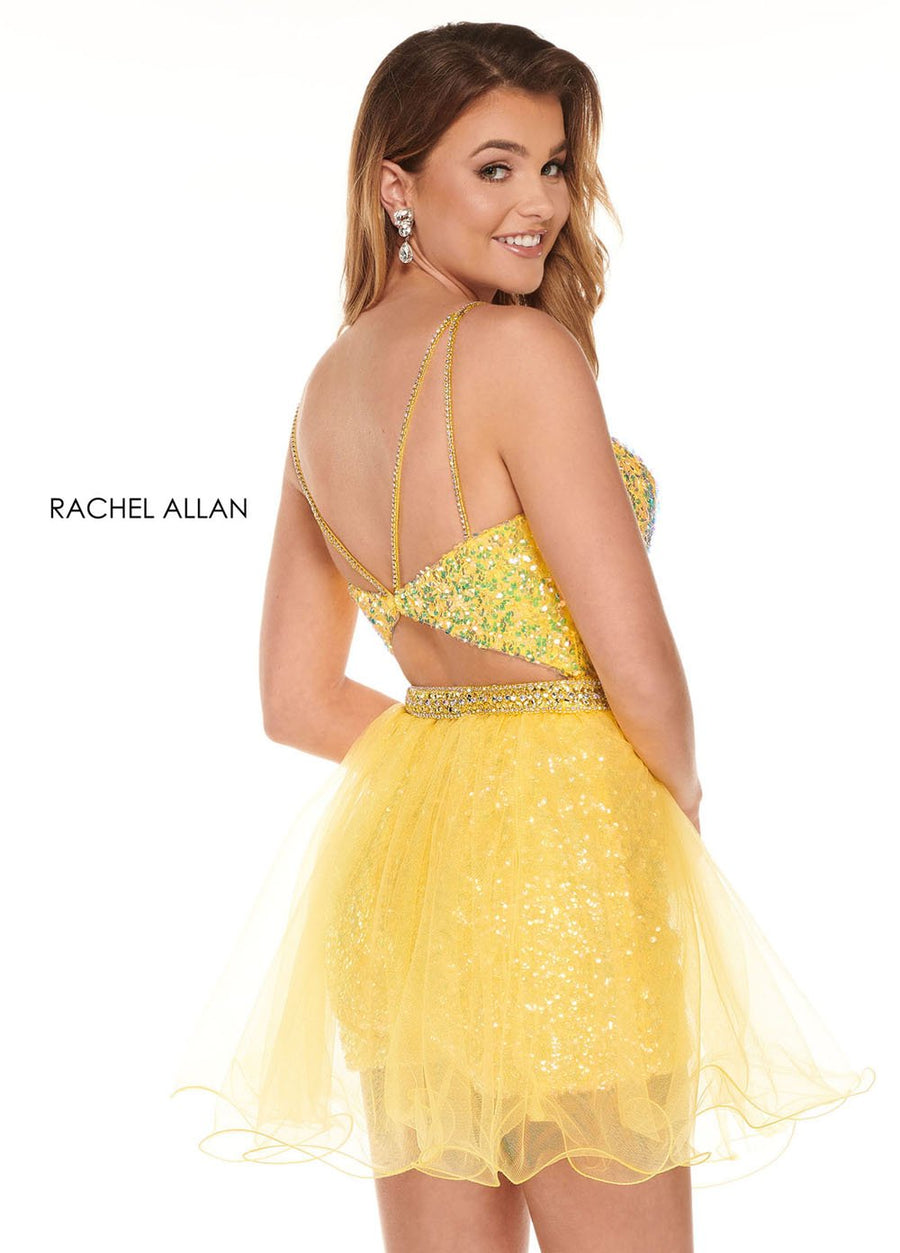 Rachel Allan 40053 prom dress images.  Rachel Allan 40053 is available in these colors: Lilac Iridescent,Yellow Iridescent.