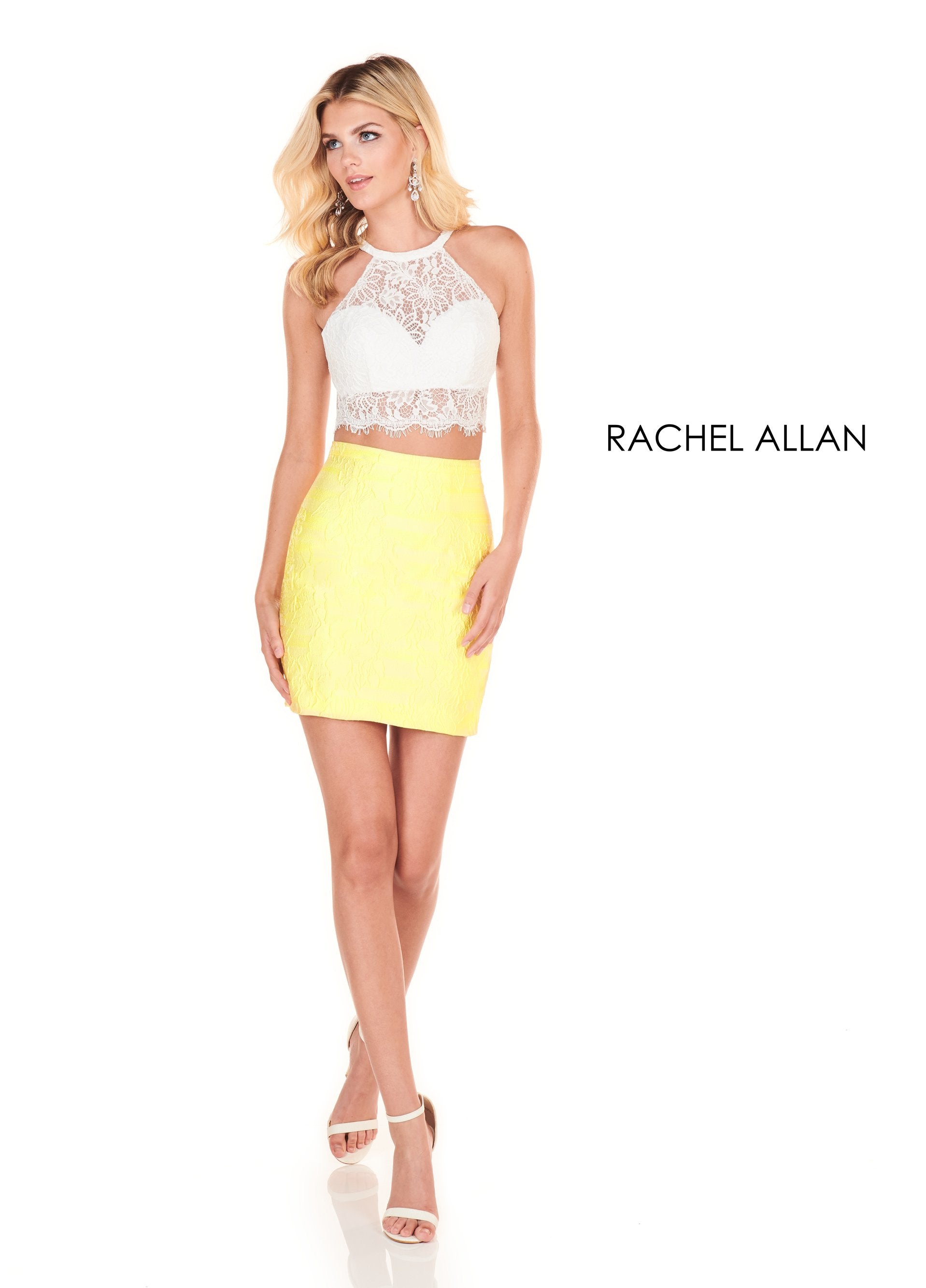 Yellow two piece short prom dresses hot sale