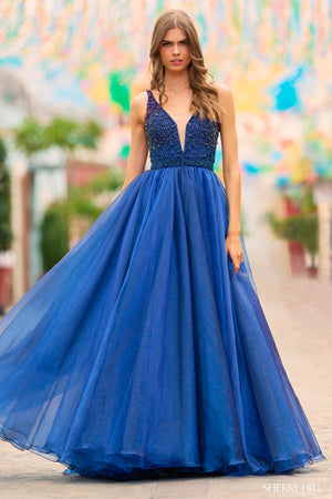 Sherri Hill 55567 royal prom dresses images.  Sherri Hill 55567 is available in these colors: Royal, Black