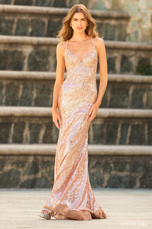 Sherri Hill 55584 gold prom dresses images.  Sherri Hill 55584 is available in these colors: Gold