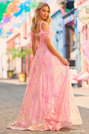 Sherri Hill 55585 pink prom dresses images.  Sherri Hill 55585 is available in these colors: Pink, Lilac, Light Blue, Light Aqua, Light Yellow, Ivory