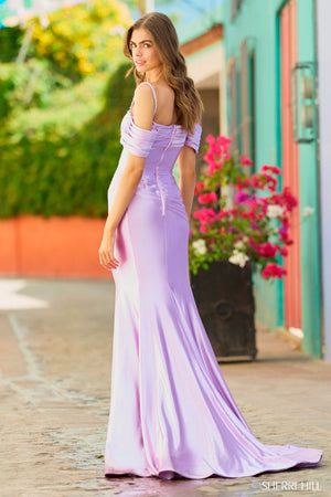 Sherri Hill 55593 lilac prom dresses images.  Sherri Hill 55593 is available in these colors: Pink, Lilac, Black, Ivory