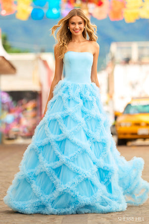 Sherri Hill 55598 light blue prom dresses images.  Sherri Hill 55598 is available in these colors: Light Blue