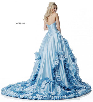 Sherri Hill 51578 prom dress images.  Sherri Hill 51578 is available in these colors: Light Blue, Blush, Black, Red, Pink, Ivory, Fuchsia, Yellow.