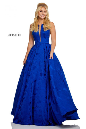 Sherri Hill 51703 prom dress images.  Sherri Hill 51703 is available in these colors: Lilac, Light Blue, Ivory, Black, Fuchsia, Royal, Green, Red.