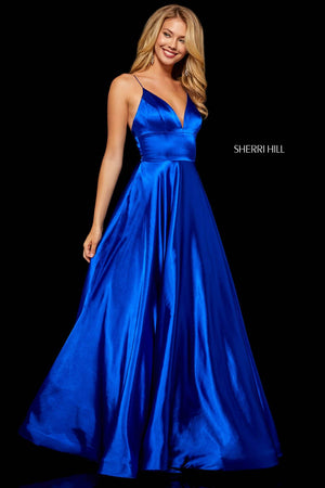 Sherri Hill 52195 prom dress images.  Sherri Hill 52195 is available in these colors: Red, Fuchsia, Turquoise, Gold, Mocha, Black, Wine, Teal, Dark Royal, Emerald, Gunmetal, Lilac, Rose, Light Blue, Yellow.