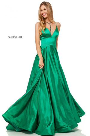 Sherri Hill 52195 prom dress images.  Sherri Hill 52195 is available in these colors: Red, Fuchsia, Turquoise, Gold, Mocha, Black, Wine, Teal, Dark Royal, Emerald, Gunmetal, Lilac, Rose, Light Blue, Yellow.