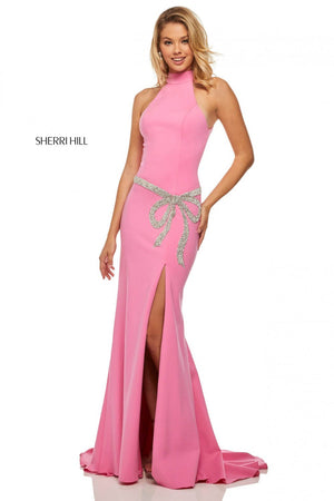 Sherri Hill 52288 prom dress images.  Sherri Hill 52288 is available in these colors: Ivory Silver, Red Silver, Black Silver, Candy Pink Silver.