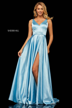 Sherri Hill 52410 prom dress images.  Sherri Hill 52410 is available in these colors: Mocha, Red, Royal, Emerald, Wine, Yellow, Light Blue, Navy, Gunmetal, Black, Blue, Teal, Ruby, Rose.