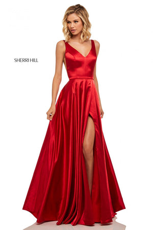 Sherri Hill 52410 prom dress images.  Sherri Hill 52410 is available in these colors: Mocha, Red, Royal, Emerald, Wine, Yellow, Light Blue, Navy, Gunmetal, Black, Blue, Teal, Ruby, Rose.