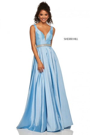 Sherri Hill 52414 prom dress images.  Sherri Hill 52414 is available in these colors: Ivory, Light Blue, Lilac, Yellow, Pink.