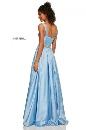 Sherri Hill 52414 prom dress images.  Sherri Hill 52414 is available in these colors: Ivory, Light Blue, Lilac, Yellow, Pink.