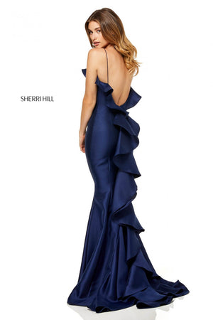 Sherri Hill 52471 prom dress images.  Sherri Hill 52471 is available in these colors: Navy, Fuchsia, Lilac, Red, Black, Yellow, Light Blue, Candy Pink, Turquoise, Mint Green, Emerald.