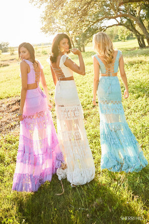 Sherri Hill 52472 prom dress images.  Sherri Hill 52472 is available in these colors: Lilac, Yellow, Black, Aqua, Ivory, Red, Vintage Rose.