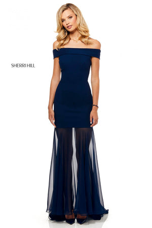 Sherri Hill 52482 prom dress images.  Sherri Hill 52482 is available in these colors: Ivory, Yellow, Black, Navy, Red, Wine.