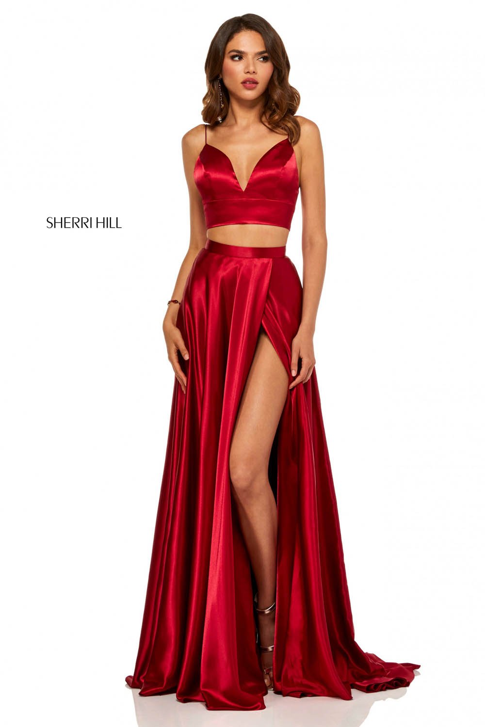 Girly Look Red Color Western Style Umbrella Gown