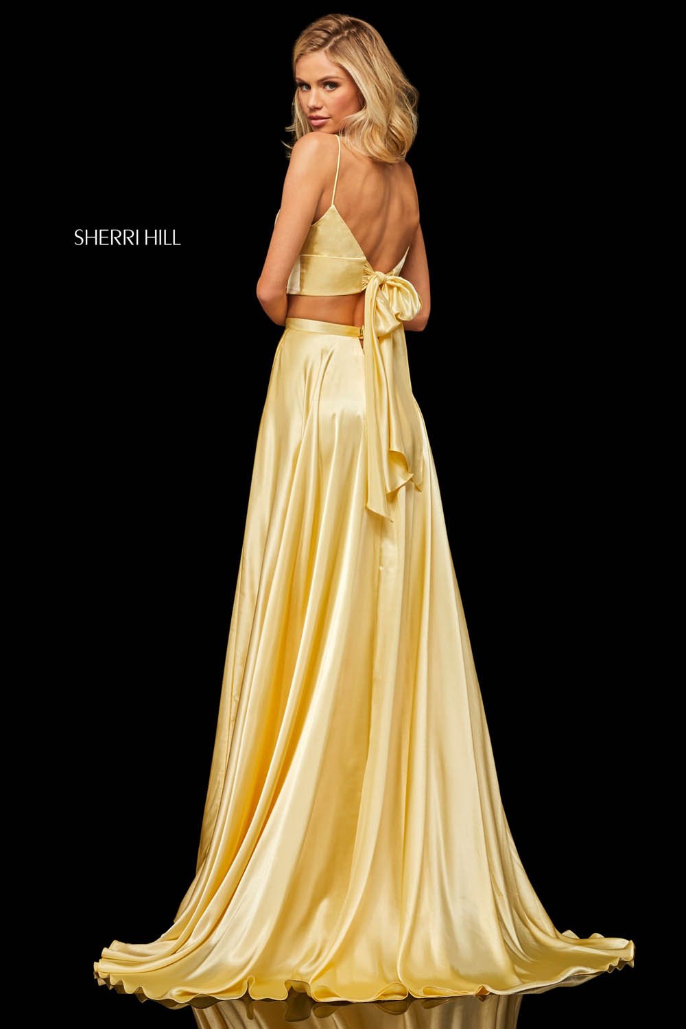 Celebrity Inspired Yellow Chiffon Formal Dress With Black Embroidery -  TheCelebrityDresses