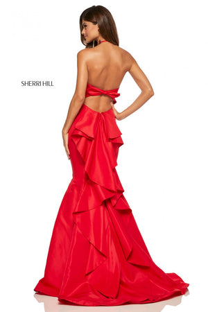 Sherri Hill 52490 prom dress images.  Sherri Hill 52490 is available in these colors: Red, Royal, Emerald, Light Blue, Black, Yellow.