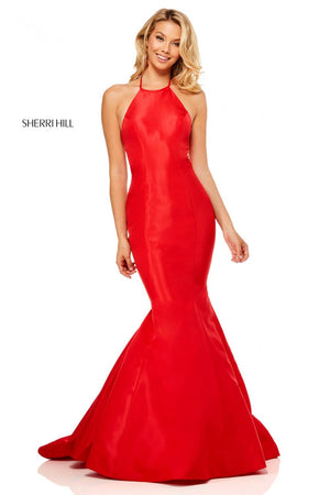 Sherri Hill 52490 prom dress images.  Sherri Hill 52490 is available in these colors: Red, Royal, Emerald, Light Blue, Black, Yellow.