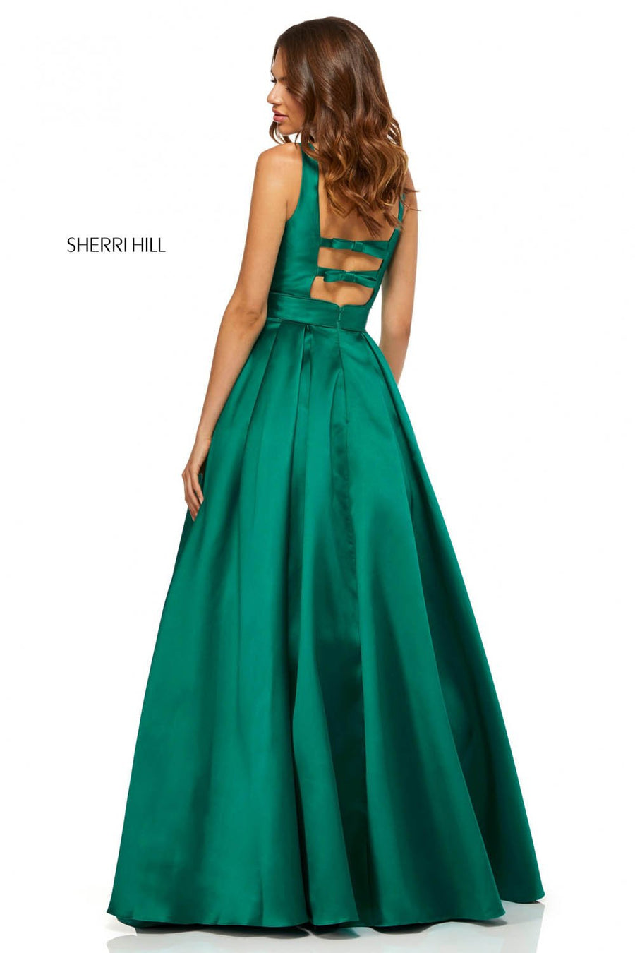 Sherri Hill 52502 prom dress images.  Sherri Hill 52502 is available in these colors: Yellow, Red, Emerald, Ivory, Black, Lilac, Blush, Coral, Pink.