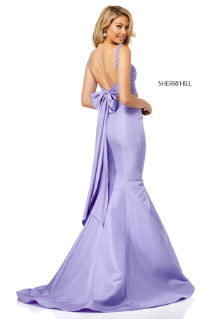 Sherri Hill 52528 prom dress images.  Sherri Hill 52528 is available in these colors: Ivory, Yellow, Red, Lilac, Black, Coral, Aqua.