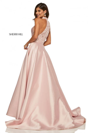 Sherri Hill 52573 prom dress images.  Sherri Hill 52573 is available in these colors: Blush, Light Blue, Pink, Yellow, Black, Red.
