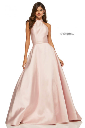 Sherri Hill 52573 prom dress images.  Sherri Hill 52573 is available in these colors: Blush, Light Blue, Pink, Yellow, Black, Red.