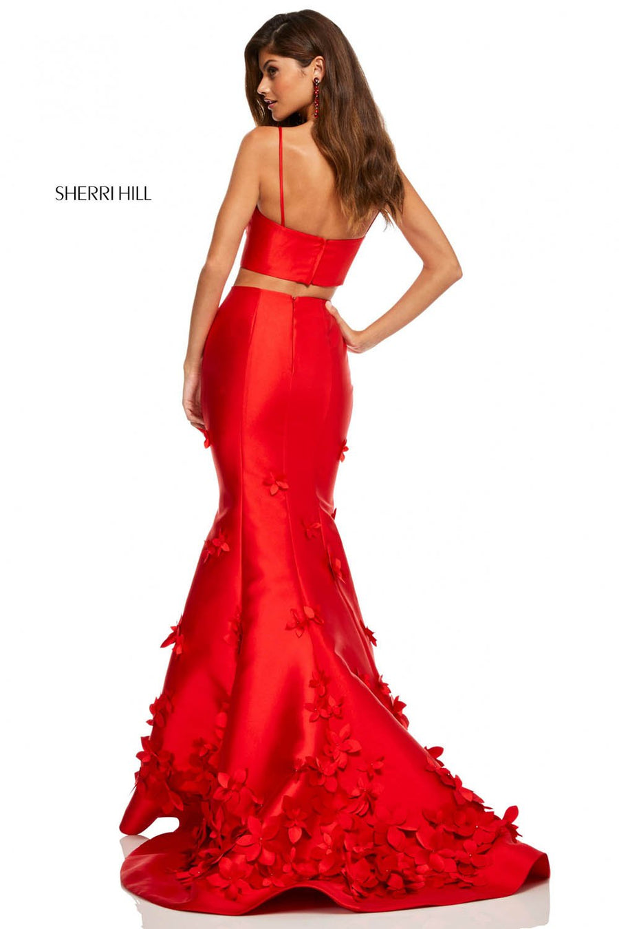 Sherri Hill 52580 prom dress images.  Sherri Hill 52580 is available in these colors: Red, Lilac, Coral, Ivory, Yellow, Light Blue, Black.