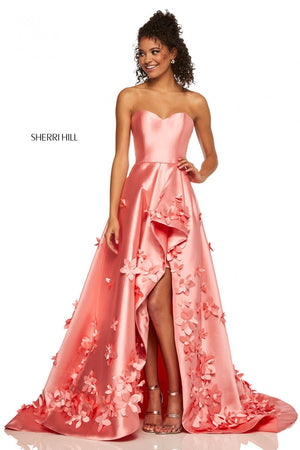 Sherri Hill 52581 prom dress images.  Sherri Hill 52581 is available in these colors: Red, Light Blue, Lilac, Ivory, Coral, Yellow.