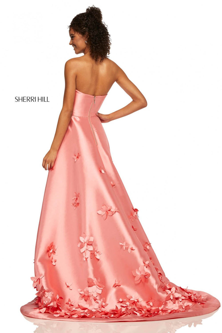 Sherri Hill 52581 prom dress images.  Sherri Hill 52581 is available in these colors: Red, Light Blue, Lilac, Ivory, Coral, Yellow.