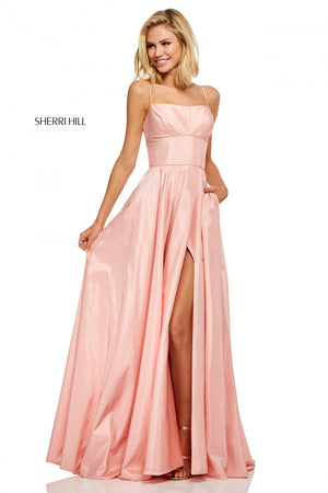 Sherri Hill 52602 prom dress images.  Sherri Hill 52602 is available in these colors: Red, Ivory, Blush, Purple, Yellow, Bright Pink, Emerald, Navy, Royal.