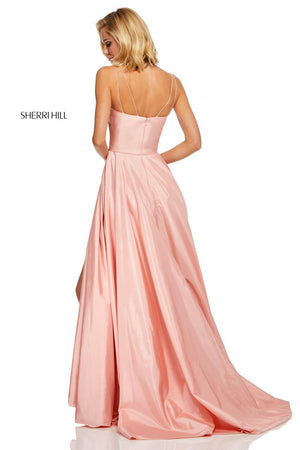 Sherri Hill 52602 prom dress images.  Sherri Hill 52602 is available in these colors: Red, Ivory, Blush, Purple, Yellow, Bright Pink, Emerald, Navy, Royal.