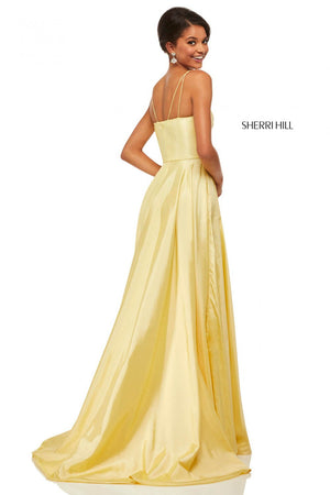 Sherri Hill 52602 prom dress images.  Sherri Hill 52602 is available in these colors: Red, Ivory, Blush, Purple, Yellow, Bright Pink, Emerald, Navy, Royal.