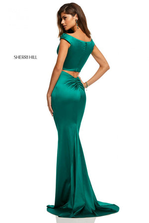 Sherri Hill 52612 prom dress images.  Sherri Hill 52612 is available in these colors: Royal, Mocha, Ruby, Black, Navy, Teal, Red, Blush, Berry, Emerald.