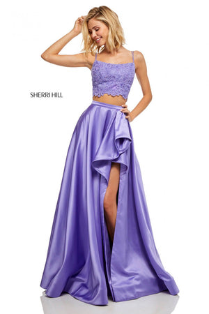 Sherri Hill 52623 prom dress images.  Sherri Hill 52623 is available in these colors: Black Ivory, Emerald, Yellow, Lilac, Red, Ivory, Blush, Light Blue, Dark Coral.