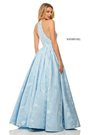 Sherri Hill 52630 prom dress images.  Sherri Hill 52630 is available in these colors: Lilac, Light Blue, Black, Green, Fuchsia, Royal, Ivory, Red.