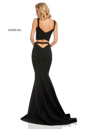 Sherri Hill 52633 prom dress images.  Sherri Hill 52633 is available in these colors: Black.
