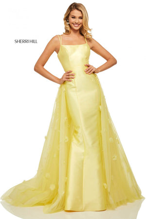 Sherri Hill 52638 prom dress images.  Sherri Hill 52638 is available in these colors: Yellow.