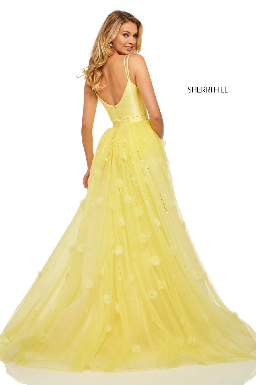 Sherri Hill 52638 prom dress images.  Sherri Hill 52638 is available in these colors: Yellow.