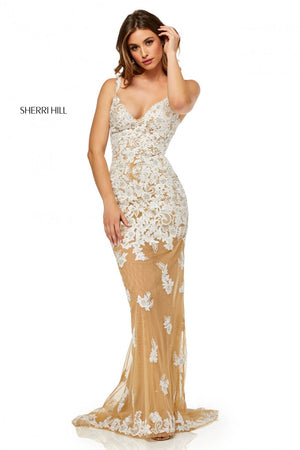 Sherri Hill 52655 prom dress images.  Sherri Hill 52655 is available in these colors: Coral, Ivory.