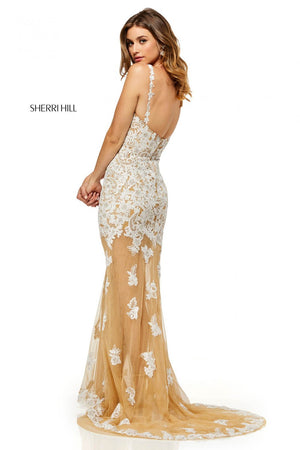 Sherri Hill 52655 prom dress images.  Sherri Hill 52655 is available in these colors: Coral, Ivory.