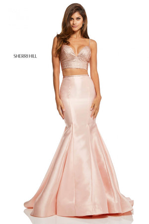 Sherri Hill 52734 prom dress images.  Sherri Hill 52734 is available in these colors: Dark Turquoise, Blush, Light Blue.