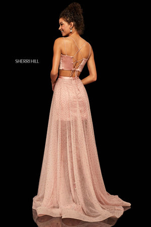 Sherri Hill 52749 prom dress images.  Sherri Hill 52749 is available in these colors: Red, Black, Mocha, Navy, Blush.