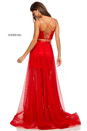 Sherri Hill 52749 prom dress images.  Sherri Hill 52749 is available in these colors: Red, Black, Mocha, Navy, Blush.