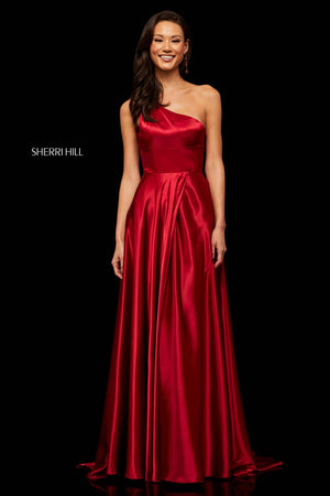 Sherri Hill 52750 prom dress images.  Sherri Hill 52750 is available in these colors: Red, Black, Royal, Ruby, Emerald, Turquoise, Yellow, Orange, Rose.