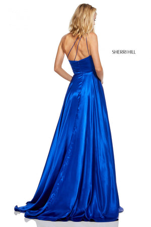 Sherri Hill 52750 prom dress images.  Sherri Hill 52750 is available in these colors: Red, Black, Royal, Ruby, Emerald, Turquoise, Yellow, Orange, Rose.