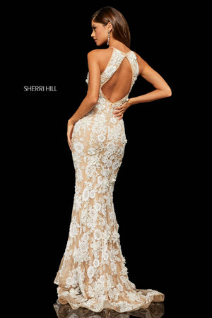 Sherri Hill 52778 prom dress images.  Sherri Hill 52778 is available in these colors: Nude Ivory.