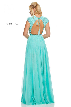 Sherri Hill 52801 prom dress images.  Sherri Hill 52801 is available in these colors: Black, Ivory, Lilac, Aqua, Light Pink.