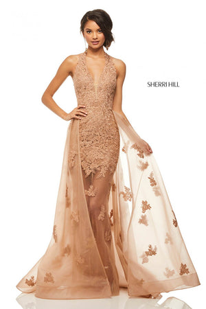 Sherri Hill 52819 prom dress images.  Sherri Hill 52819 is available in these colors: Ivory, Blush, Mocha, Light Blue, Red, Black, Yellow.